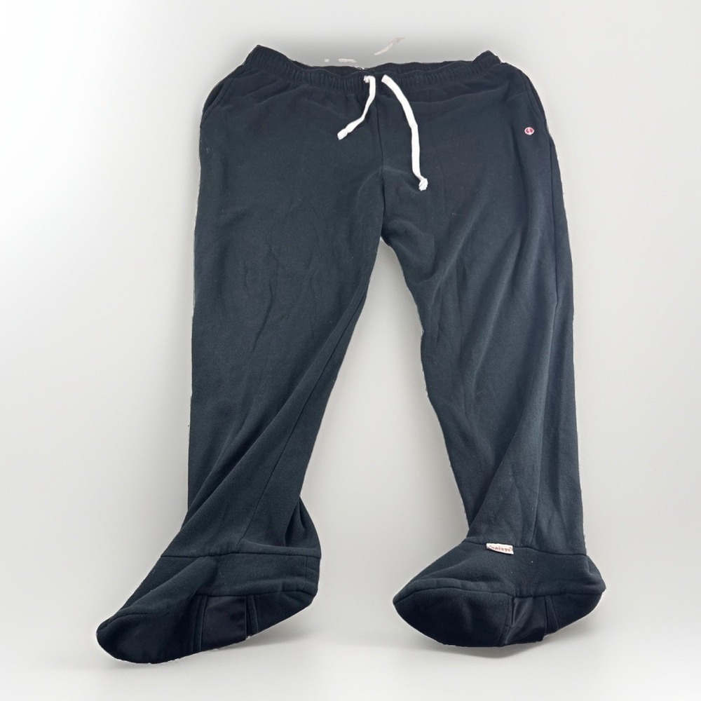 Feejays Joggers Mens 2XL Black Loungewear Pants Footed Sweatpants Drawstring